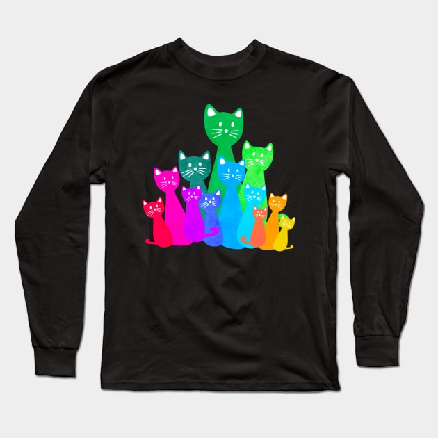 Cats Long Sleeve T-Shirt by Kelly Louise Art